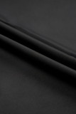 Black Adjustable Straps Cutout Ruched Knot Slit One Piece Swim Dress