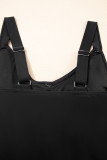 Black Adjustable Straps Cutout Ruched Knot Slit One Piece Swim Dress