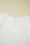 White Crinkled Layered Ruffled Flutter Sleeve Blouse