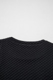 Black Textured Cap Sleeve T-shirt Shift Mini Dress