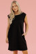 Black Textured Cap Sleeve T-shirt Shift Mini Dress