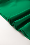 Green Oversized Color Block Boat Neck Tunic Blouse