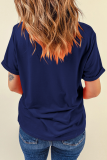 Blue USA Graphic July 4th Crew Neck T Shirt