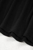 Black Solid Color T-shirt High Waist Pocketed Long Dress