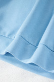 Sky Blue Rainbow Colorblock Collared Short Sleeve Top 2 Piece Shorts Set