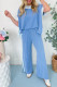 Sky Blue 2-tone Colorblock Patchwork Corded 2pcs Outfit