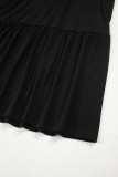 Black Solid Color T-shirt High Waist Pocketed Long Dress