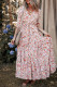 Red Boho Half Sleeve Floral V Neck Maxi Dress