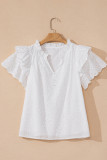 White Broderie Anglaise Ruffle Short Sleeve Blouse