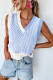 Sky Blue Contrast Chevron Knit V Neck Sweater Vest