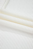 White Textured Knit Exposed Stitching T-shirt