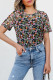 Black Sheer Floral Mesh Round Neck T Shirt