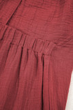Red Clay Knotted Back Strap Cotton Bib Jumpsuit