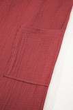 Red Clay Knotted Back Strap Cotton Bib Jumpsuit