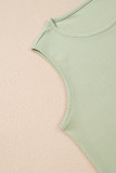 Smoke Green Textured Tank Top and Drawstring High Waist Pants Set