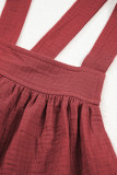 Red Clay Knotted Back Strap Cotton Bib Jumpsuit