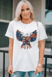 White American Flag Eagle Print Independence Day Tee