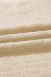 Beige Textured Crew Neck Cap Sleeve Slim Stretchy T Shirt