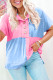 Myosotis Two Tone Half Buttons Collared T Shirt