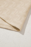 Beige Textured Crew Neck Cap Sleeve Slim Stretchy T Shirt