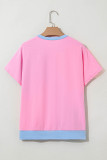 Myosotis Two Tone Half Buttons Collared T Shirt