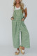 Green Gingham Wide Leg Loose Overall with Pockets