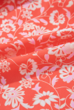 Red Floral Print Tasseled Tied Sleeve Empire Waist Maxi Dress