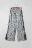 Khaki Leopard High Waist Side Bow Straight Leg