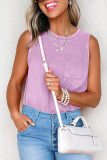 Phalaenopsis Mineral Wash Patched Chest Pocket Casual Tank Top