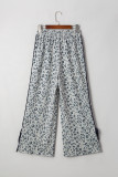 Khaki Leopard High Waist Side Bow Straight Leg
