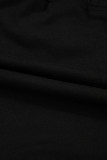 Black French Terry Drawstring Mini Skort with Pockets