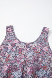 Yellow Boho Floral Pleated Buttoned Front Tank Top