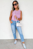 Phalaenopsis Mineral Wash Patched Chest Pocket Casual Tank Top