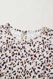 Khaki Leopard Ruffled Flutter Sleeve Keyhole Back Mini Dress