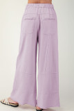 Pink Mineral Wash Exposed Seam Drawstring High Waist Wide Leg Cargo Pants