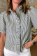 Black Striped Ruffle Short Bubble Sleeve Shirt