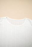 White Scalloped Lace Trim Jacquard Textured T Shirt