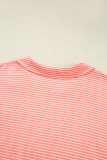 Orange Stripe Loose Polo T Shirt and Shorts Plus Size 2pcs Outfit