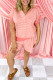 Orange Stripe Loose Polo T Shirt and Shorts Plus Size 2pcs Outfit