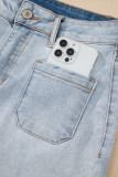 Beau Blue Light Wash High Rise Denim Shorts