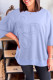 Beau Blue Floral Patched Half Sleeve Tunic Top