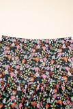 Brown Leopard Floral Reversible Ruffle Hem Maxi Skirt