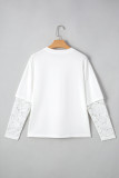 White Lace Long Sleeve Insert Drop Shoulder Tee