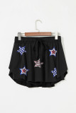 Black Sequined Flag Star Active Mini Skort