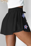 Black Sequined Flag Star Active Mini Skort