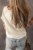 Beige Floral Print Color Block Raglan Sleeve T Shirt