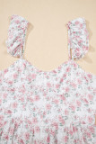 Pink Floral Flutter Peplum Tank Top