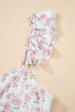 Pink Floral Flutter Peplum Tank Top