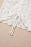 Beige Trendy Hollowed Knit V Neck Drawstring Sweater Vest