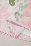 Pink Floral Contrast Edge Layered Short Sleeve Mini Dress